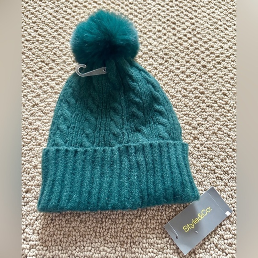 Style & Co sparkle Pom Pom beanie